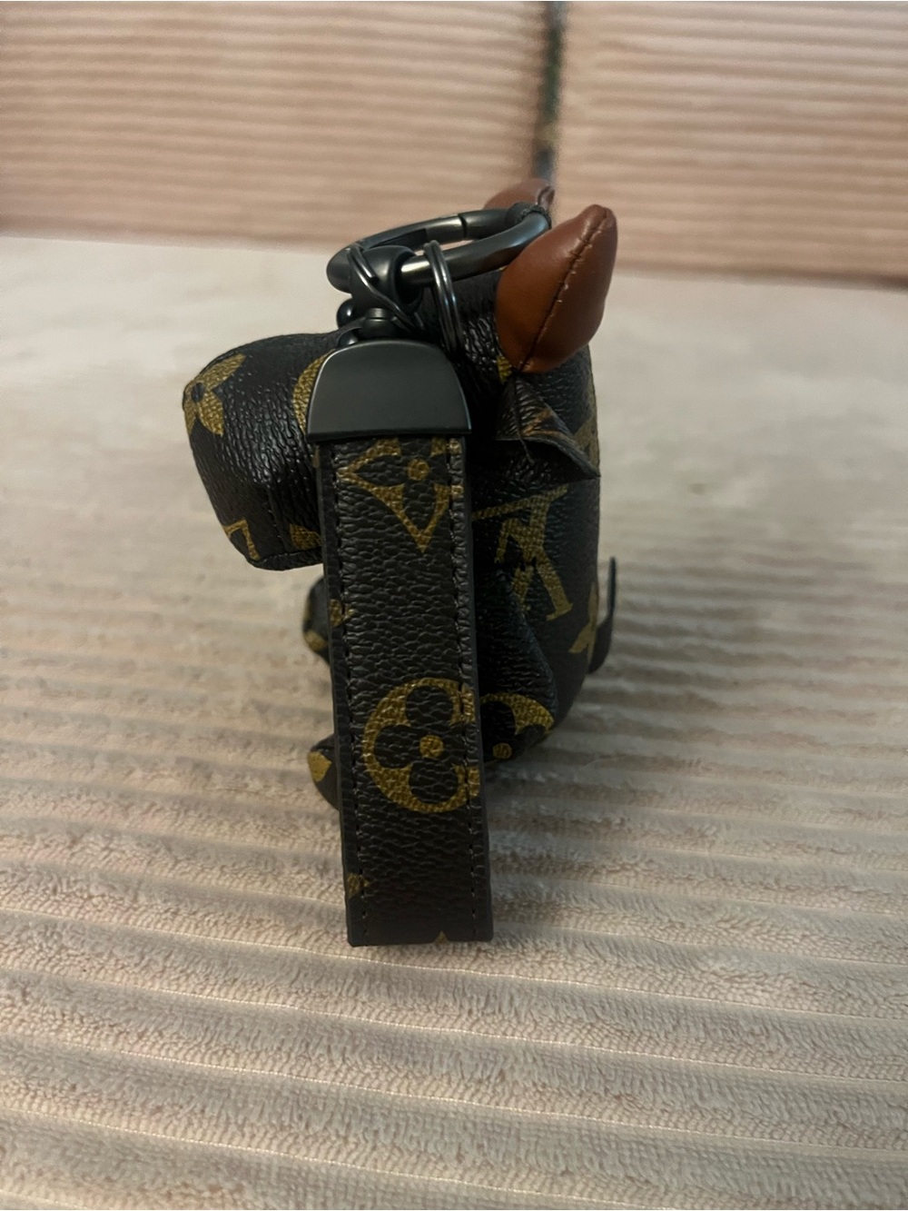 Luxury Monogram Cow Bag Charm - Brown/Gold Accents Key Chain - Picture 3 of 5
